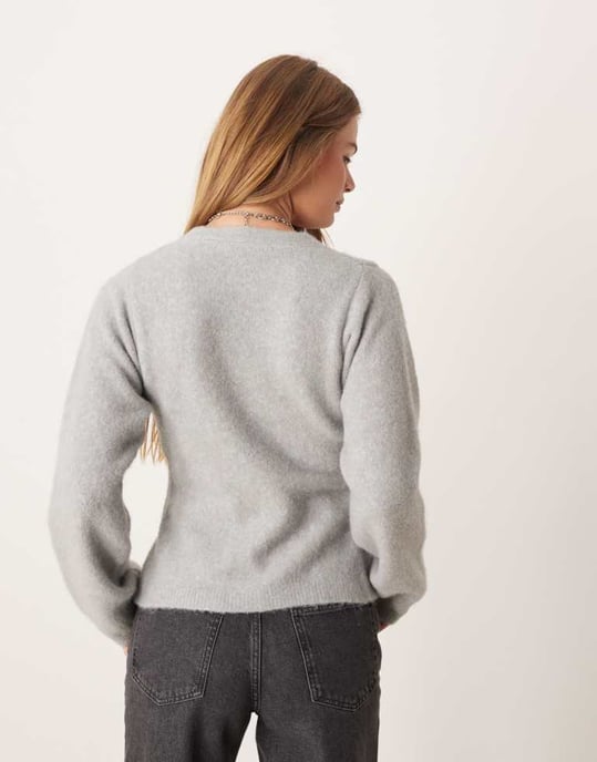 ASOS DESIGN kofta med synliga midjesömmar i ull i grått - Image 3