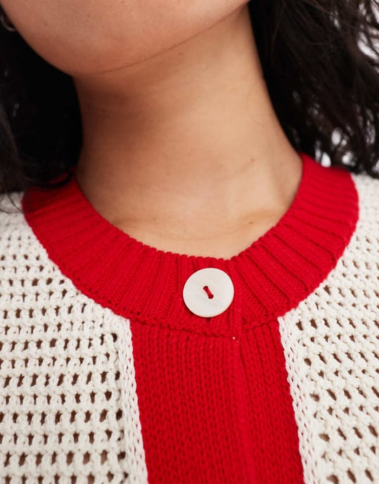 ASOS DESIGN virkad krabba kofta i ecru - Image 2