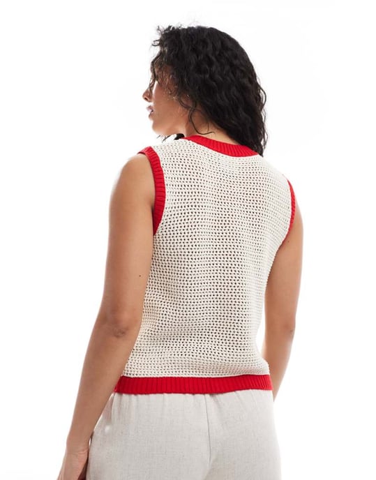 ASOS DESIGN virkad krabba kofta i ecru - Image 3