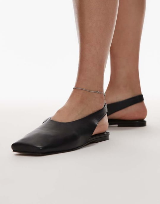 Topshop Brit läder slingback balett i svart - Image 1