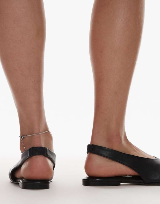 Topshop Brit läder slingback balett i svart - Image 4