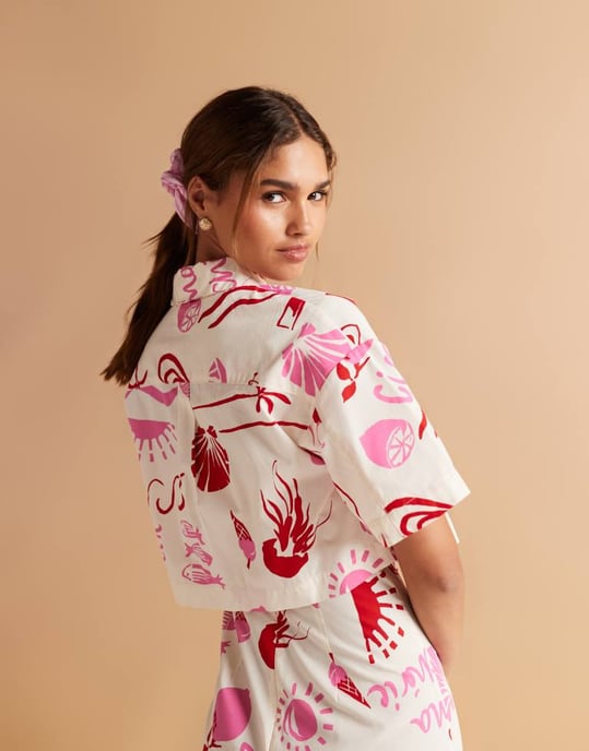 ASOS DESIGN poplin skjorta co-ord i konversativt tryck - Image 3