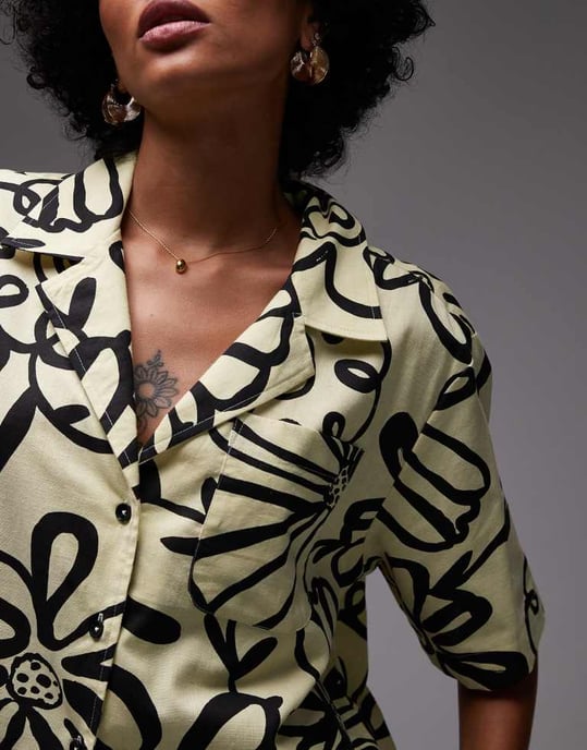 Topshop koordinerad semesterblus i gul blommönster - Image 3