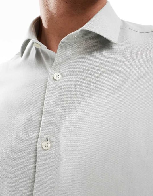 ASOS DESIGN formell lättstruken vanlig skjorta i salviagrön - Image 2