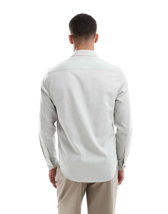 ASOS DESIGN formell lättstruken vanlig skjorta i salviagrön - Image 3