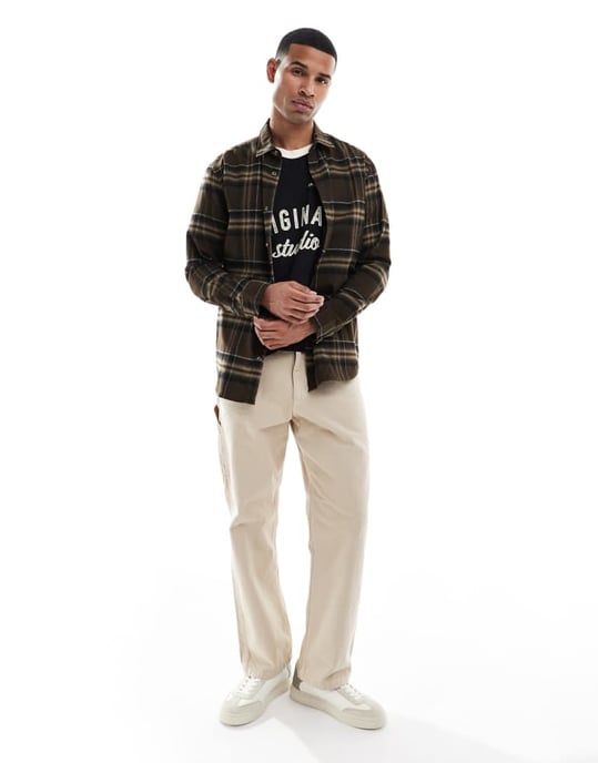 Jack & Jones rutig skjorta i brunt - Image 2