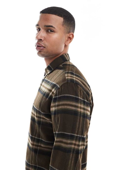 Jack & Jones rutig skjorta i brunt - Image 4