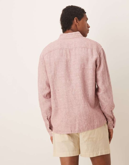 Abercrombie & Fitch strukturerad linne skjorta i rosa - Image 2