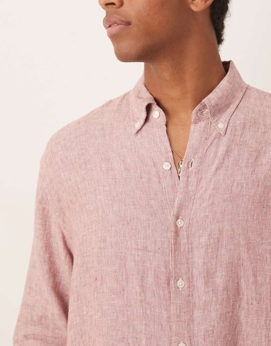 Abercrombie & Fitch strukturerad linne skjorta i rosa - Image 4
