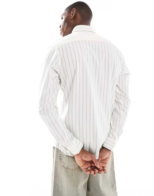 Jack & Jones oxford slim fit skjorta med ränder i vitt - Image 3