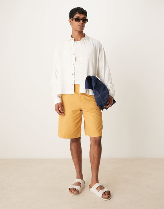 ASOS DESIGN boxig oversized skjorta i linneblandning i vitt - Image 2