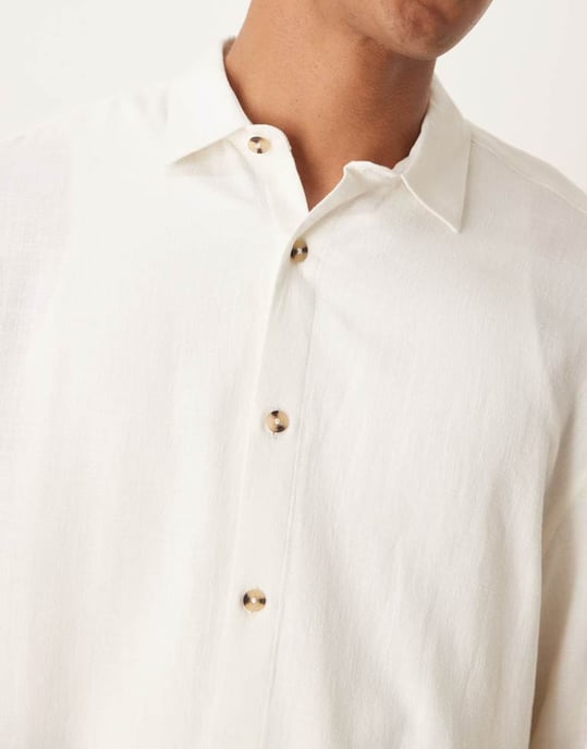ASOS DESIGN boxig oversized skjorta i linneblandning i vitt - Image 4