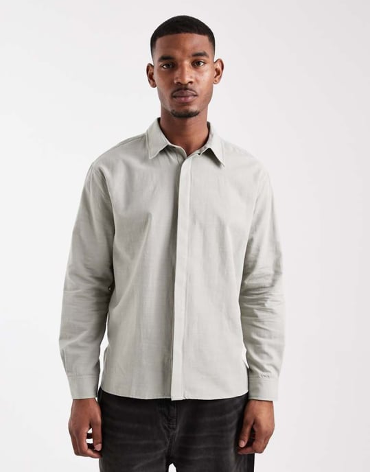 ASOS DESIGN avslappnad skjorta i salviagrön - Image 1