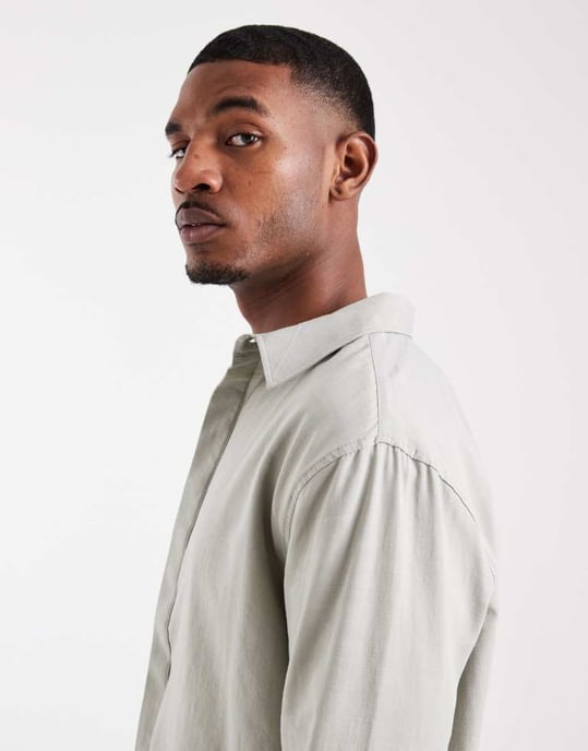ASOS DESIGN avslappnad skjorta i salviagrön - Image 4