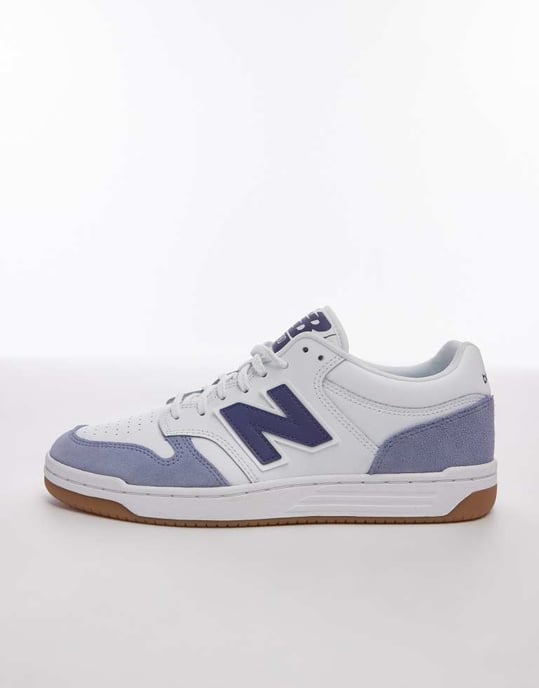New Balance 480L unisex träningsskor i vitt och blått - Image 2