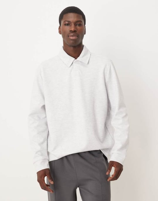 ASOS DESIGN smart scuba-liknande polyestertopp i havremelerad koord - Image 1