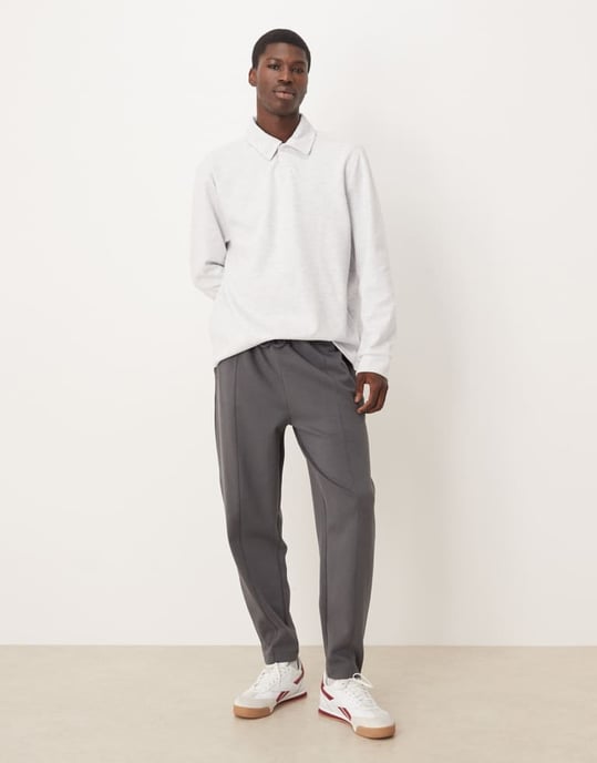 ASOS DESIGN smart scuba-liknande polyestertopp i havremelerad koord - Image 2