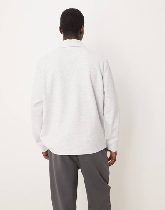 ASOS DESIGN smart scuba-liknande polyestertopp i havremelerad koord - Image 3