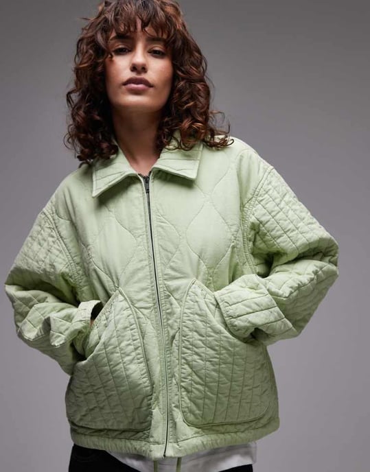 Topshop avslappnad vadderad foderjacka i salvia - Image 1