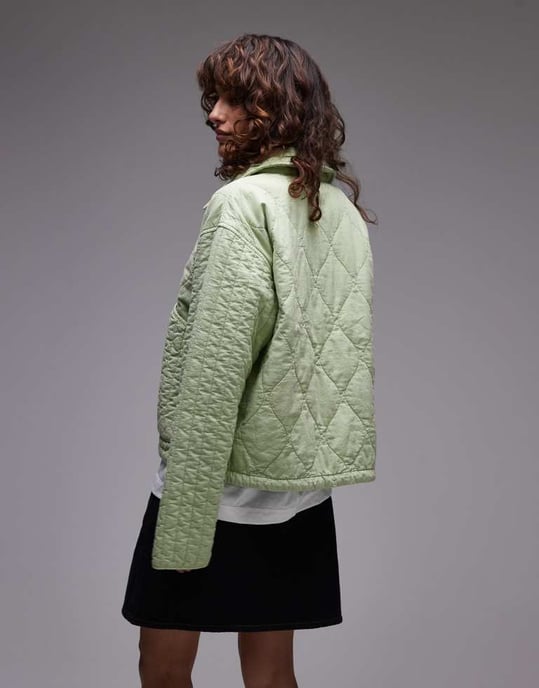 Topshop avslappnad vadderad foderjacka i salvia - Image 2