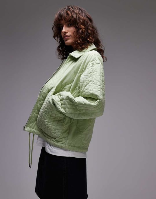 Topshop avslappnad vadderad foderjacka i salvia - Image 3