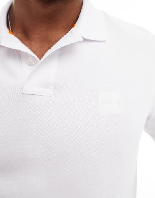 BOSS Orange Passenger slim fit polo in white - Image 2