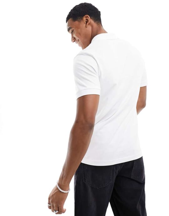 BOSS Orange Passenger slim fit polo in white - Image 4
