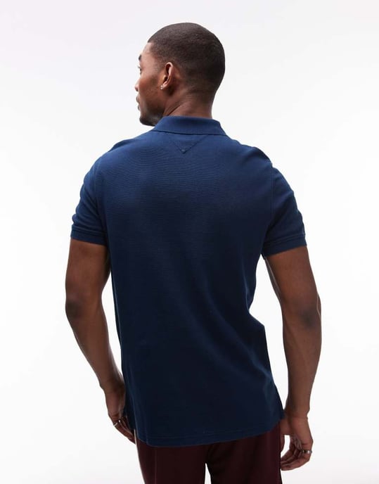 Tommy Jeans slim essential pikétröja i marinblått - Image 3