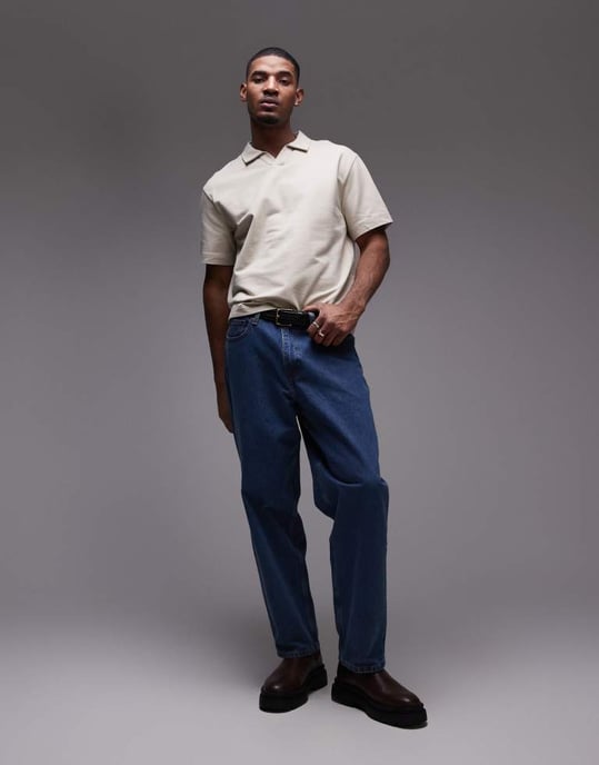 Topman heavyweight crop fit revere polo i sten - Image 2
