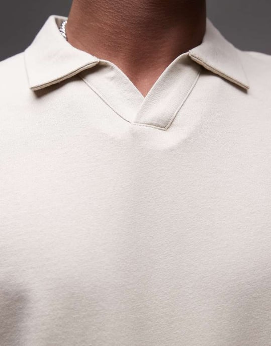 Topman heavyweight crop fit revere polo i sten - Image 3