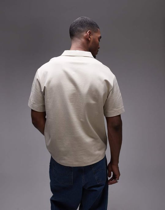 Topman heavyweight crop fit revere polo i sten - Image 4