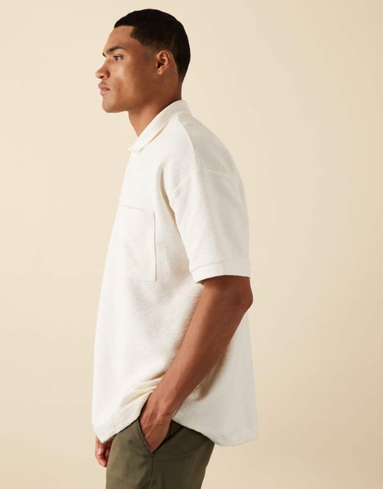 ASOS DESIGN premium tung oversized polo i krämig textur - Image 3