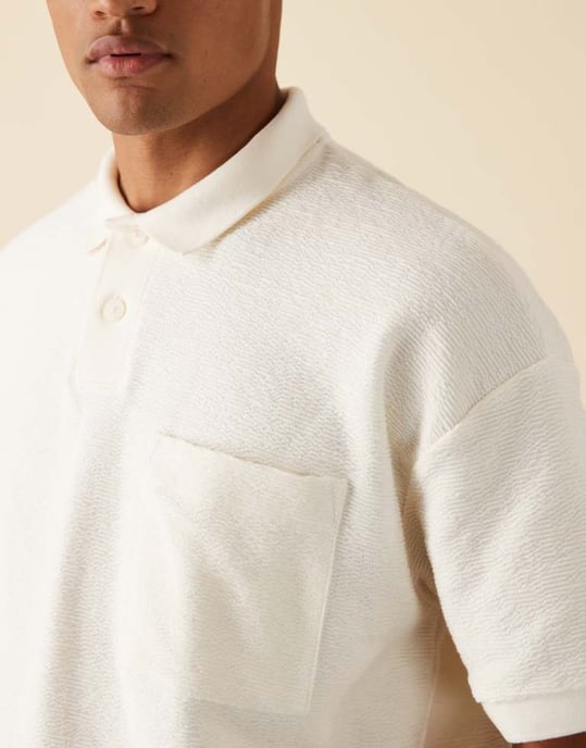 ASOS DESIGN premium tung oversized polo i krämig textur - Image 4