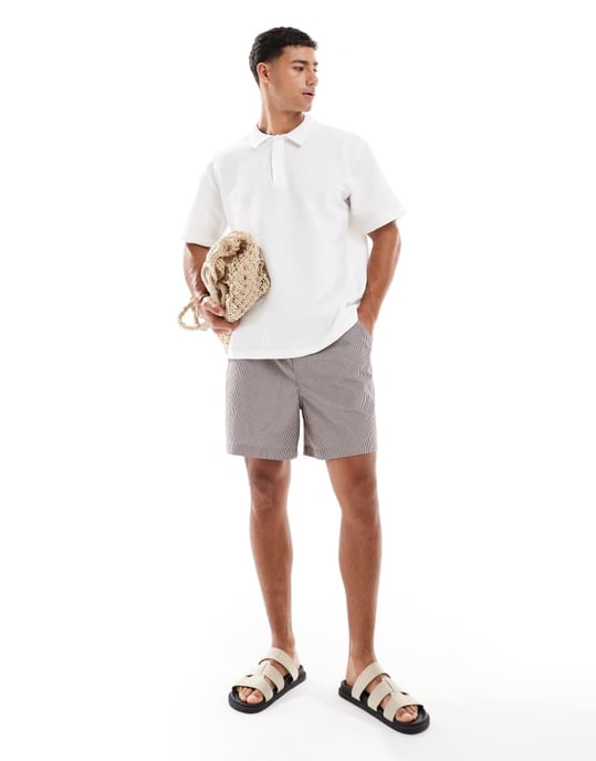 Jack & Jones texturerad oversize polo i vitt - Image 2