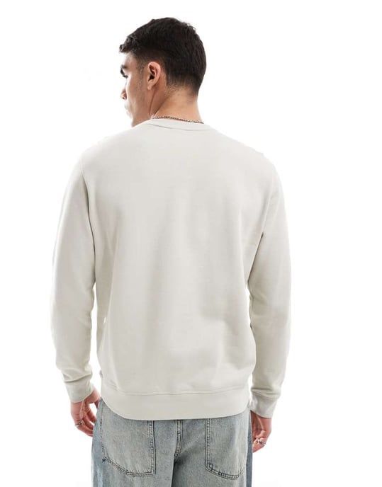 BOSS Orange Westart box logotyp avslappnad passform sweatshirt i beige - Image 3