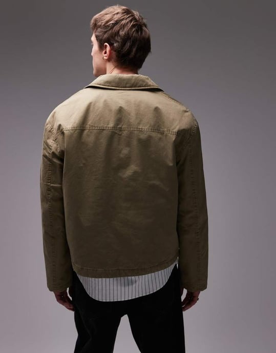 Topman twill Harrington-jacka i khaki - Image 4
