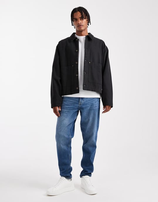 ASOS DESIGN harringtonjacka med vadderad foder svart - Image 2