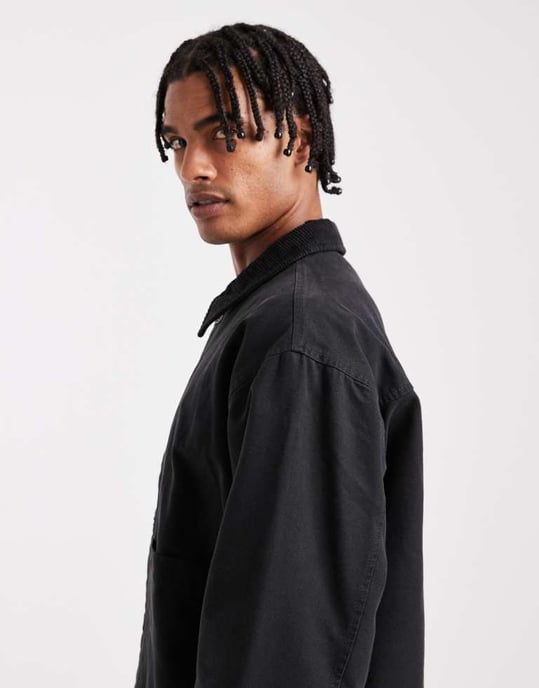 ASOS DESIGN harringtonjacka med vadderad foder svart - Image 3