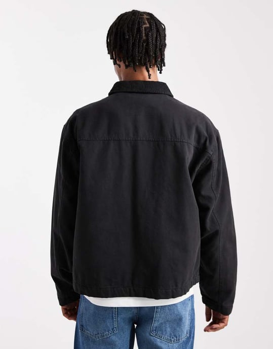 ASOS DESIGN harringtonjacka med vadderad foder svart - Image 4