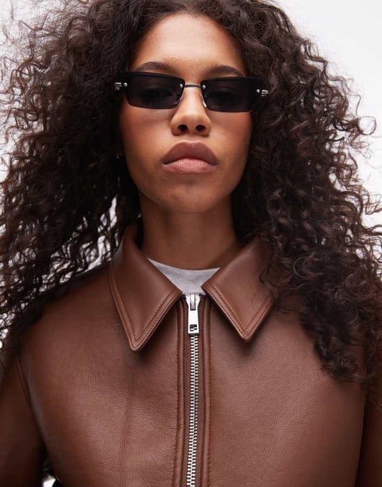 Topshop fuskläder shearling bomberjacka i tan - Image 2
