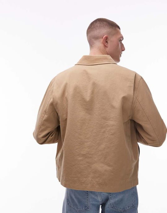 ARKET canvas zip-front arbetsjacka trucker i beige - Image 2