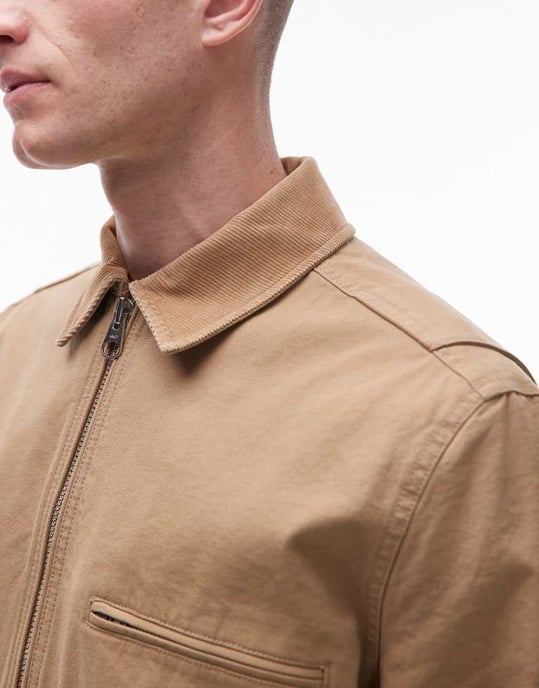 ARKET canvas zip-front arbetsjacka trucker i beige - Image 3