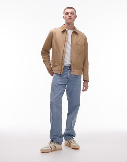 ARKET canvas zip-front arbetsjacka trucker i beige - Image 4