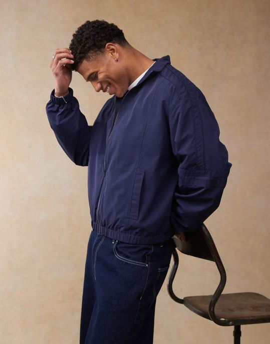 ASOS DESIGN oversized trackjacka i marinblå - Image 1