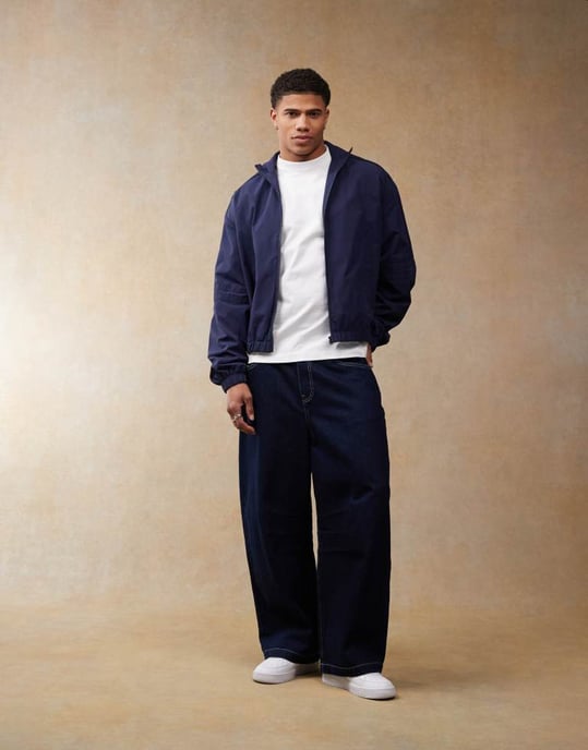 ASOS DESIGN oversized trackjacka i marinblå - Image 2