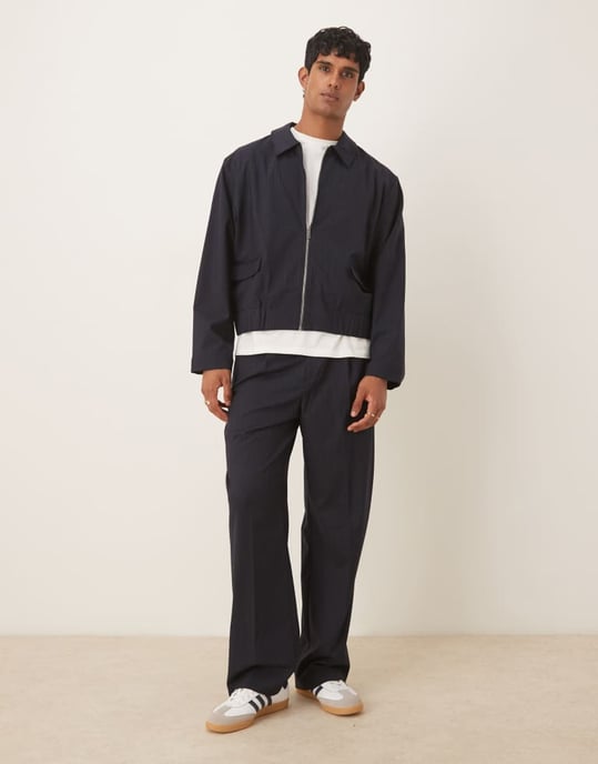 ASOS DESIGN smart koord blousonjacka i marinblå randig - MARIN - Image 2