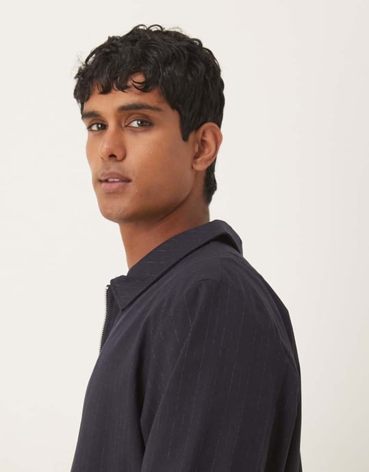 ASOS DESIGN smart koord blousonjacka i marinblå randig - MARIN - Image 4