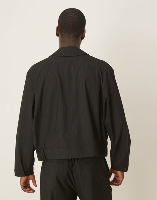 ASOS DESIGN smart co-ord blousonjacka i svart randigt - Image 3