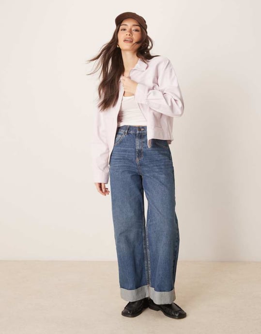 ASOS DESIGN twill toppkrage jacka i pastellrosa - Image 4