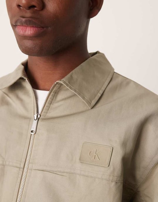 Calvin Klein Jeans canvas twill arbetsjacka i beige - Image 2
